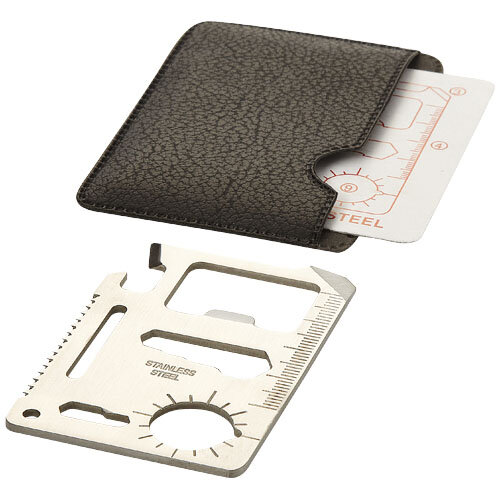 Carte multifonctions publicitaire 15 outils avec pochette PU - Saki | pandacolach