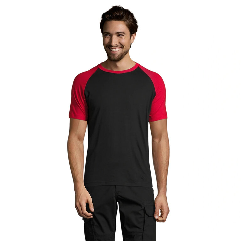 T-shirt personnalisable bicolore à manches raglan en coton 150 gr/m² - Funky Couleur | pandacola