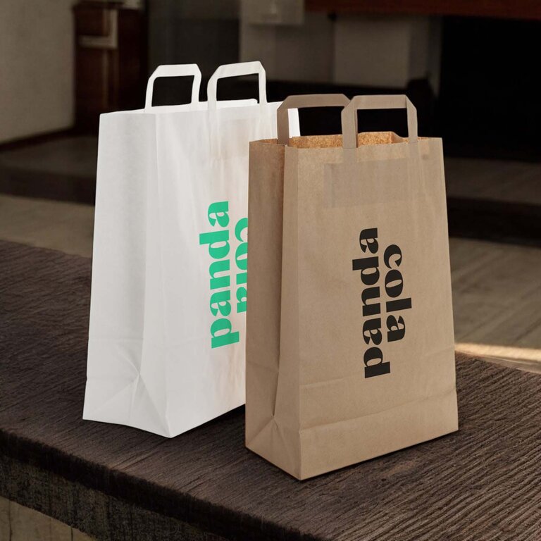 Sac personnalisable en papier kraft 70 gr/m² avec poignées plates 22 × 10 × 36 cm - Cosh | pandacolach
