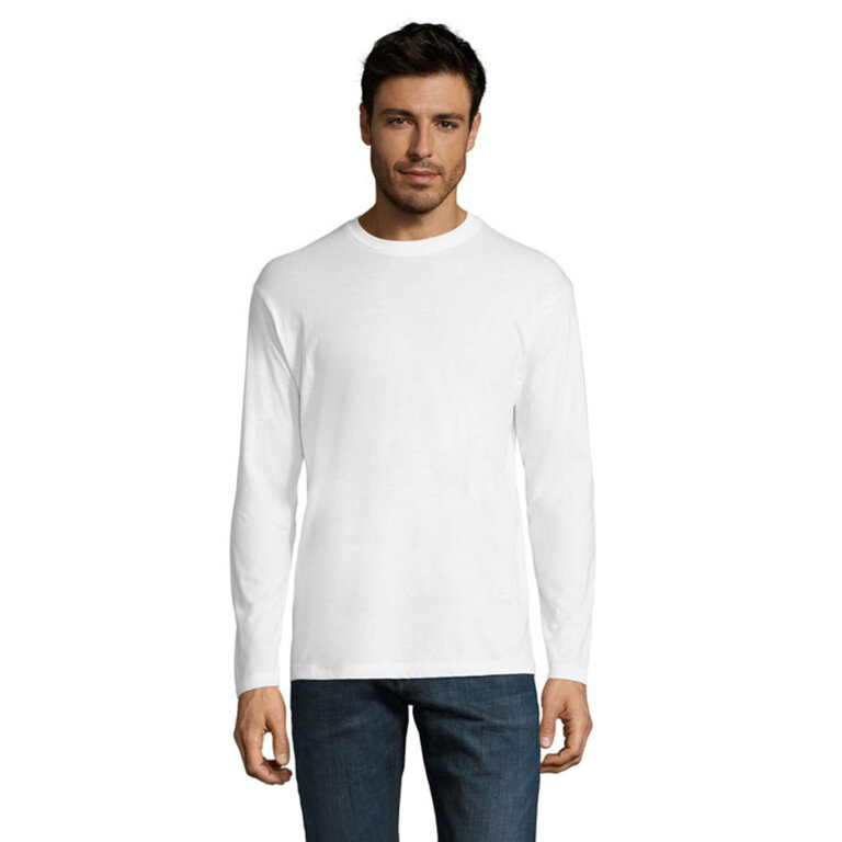 T-shirt publicitaire à manches longues en coton semi-peigné 150 gr/m² - Monarch White | pandacola