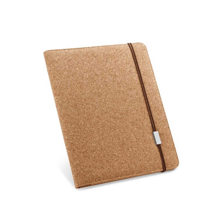 Conférencier personnalisable A4 en liège avec feuilles papier ivoire - Ligent | pandacola