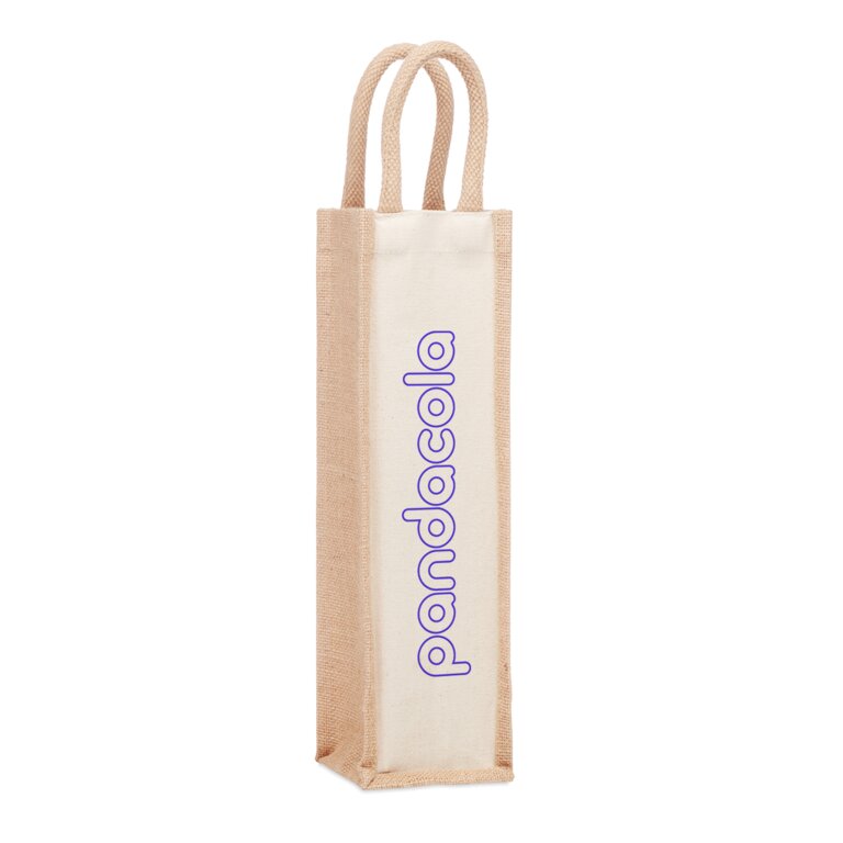 Sac cadeau personnalisé en toile de jute pour une bouteille de vin 320 gr/m² - Vinao | pandacola