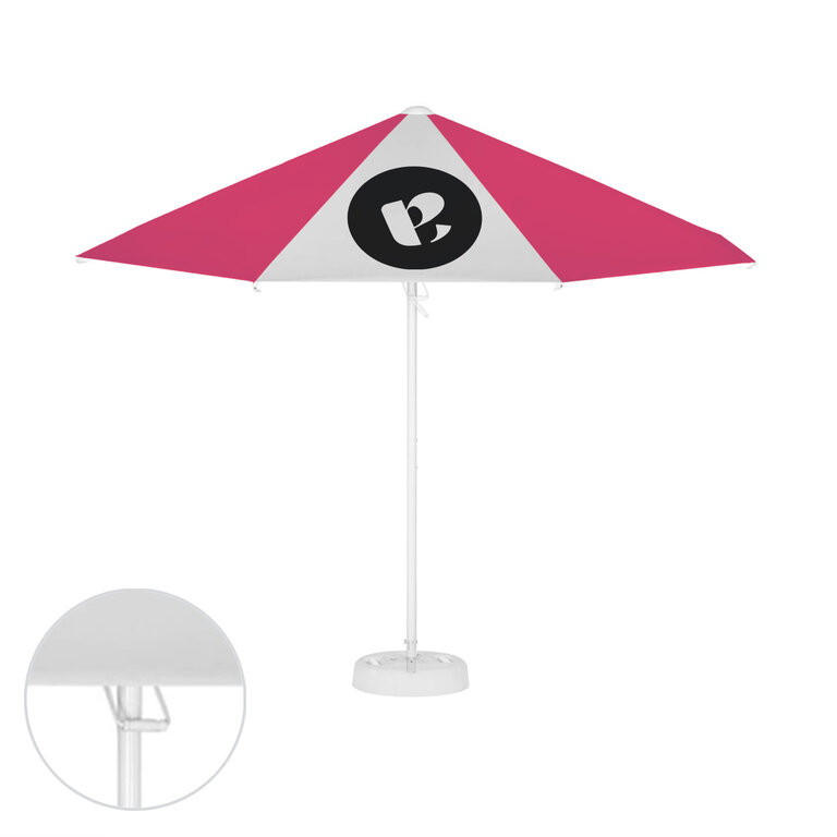 Parasol publicitaire rond ouverture avec poignée - Tahiti round | pandacolach