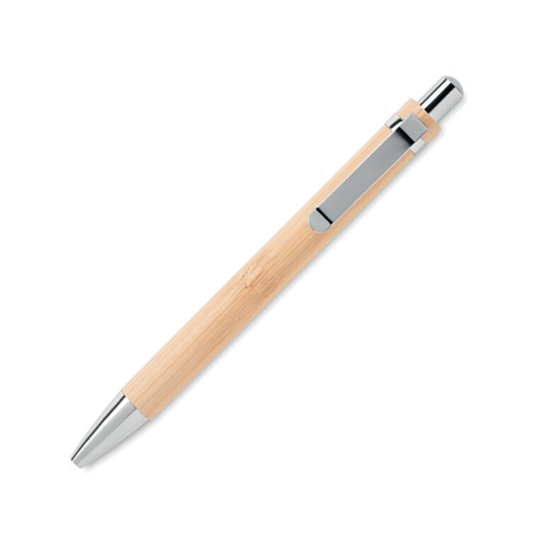 Stylo publicitaire en bambou et chrome - Banibo | pandacolach