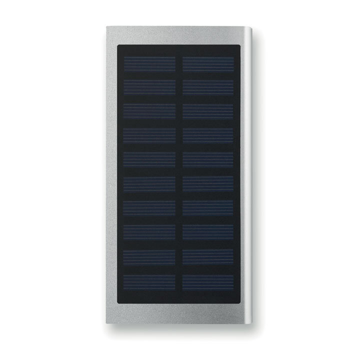 Chargeur externe publicitaire 8000 mAh avec panneau solaire - Solar Powerflat | pandacola