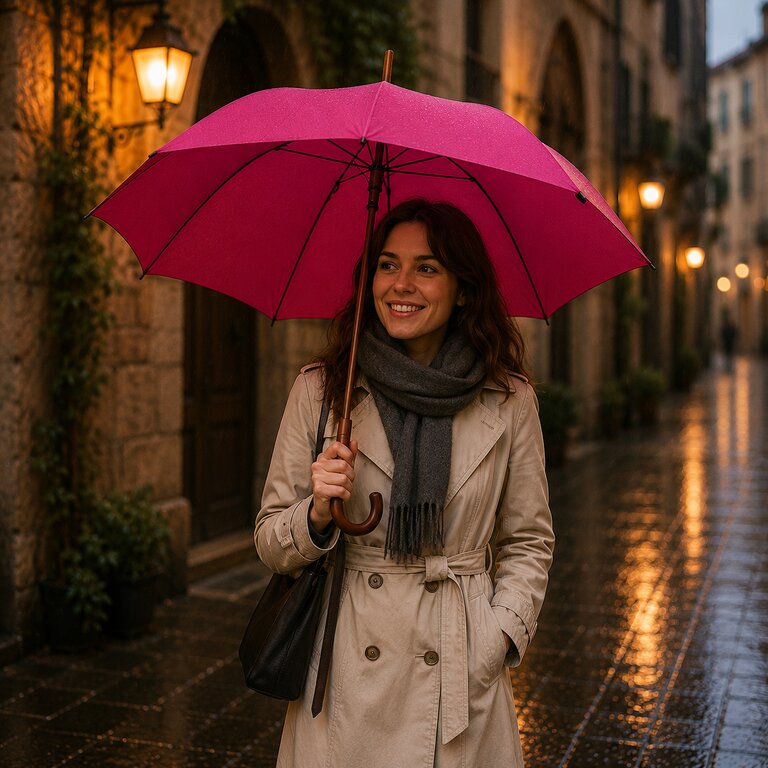 Parapluie automatique personnalisé avec manche canne en bois - Rainy | pandacola - 2