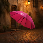 Parapluie automatique personnalisé avec manche canne en bois - Rainy | pandacola - thumb - 1