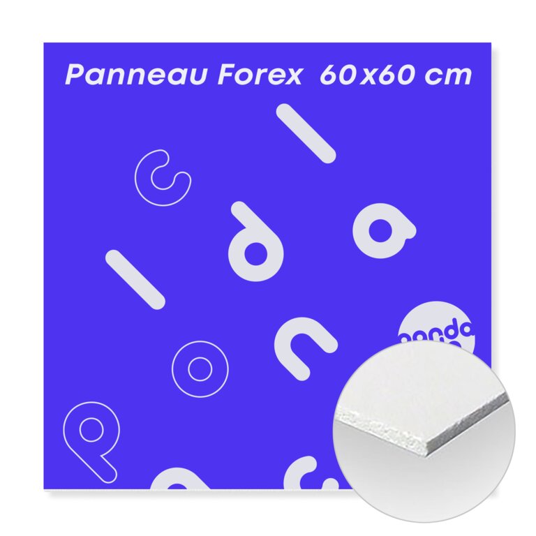 Panneau Forex 3mm marqué au recto en format carré 60x60 cm- Rigo | pandacolach