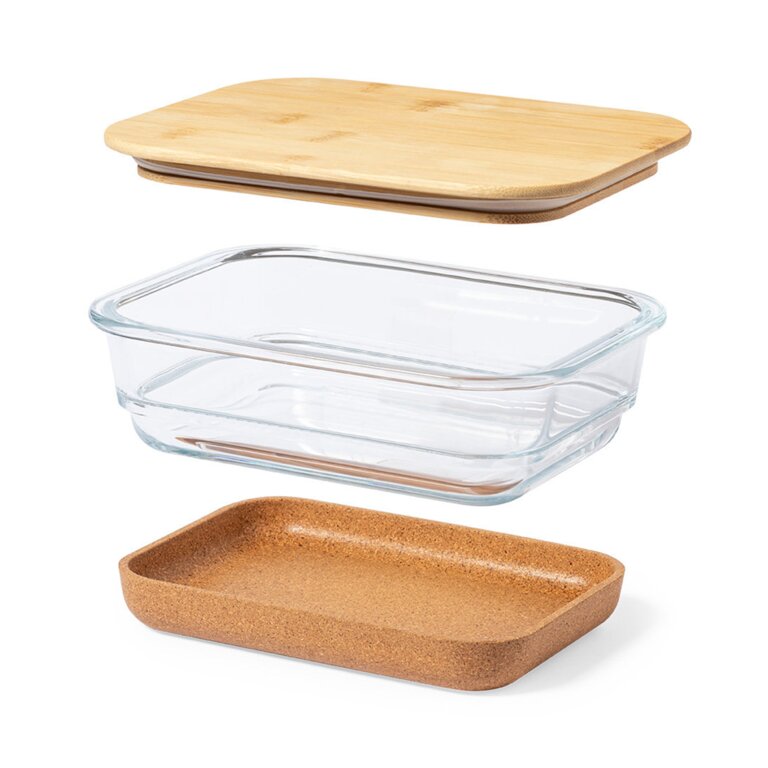 Lunch box publicitaire 730 ml en verre avec base en liège - Crisby | pandacola - 1