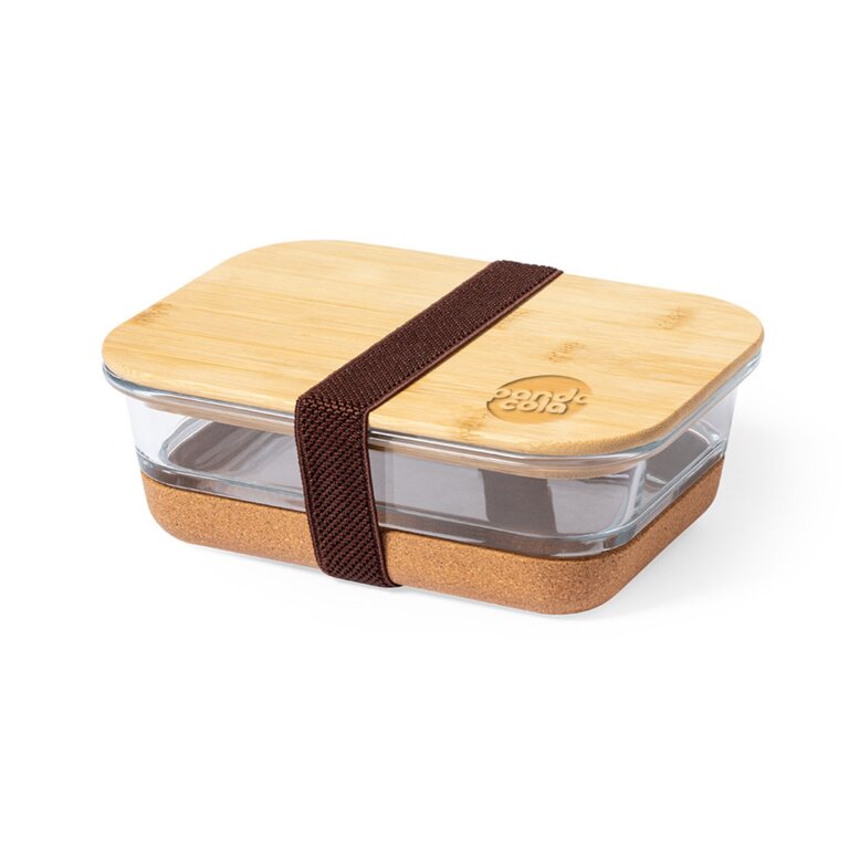 Lunch box publicitaire 730 ml en verre avec base en liège - Crisby | pandacolach