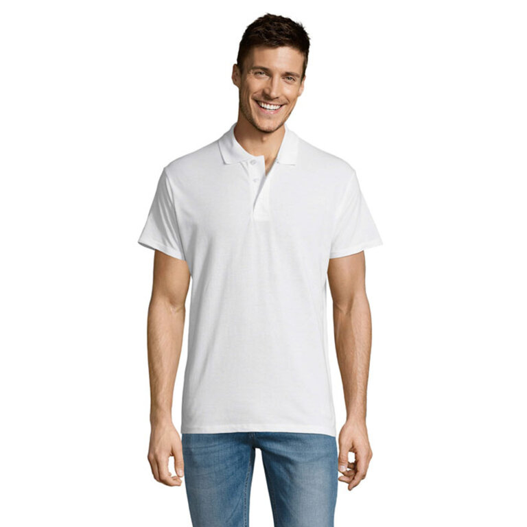 Polo publicitaire blanc homme à manches courtes en coton peigné 170 gr/m² - Summer | pandacola