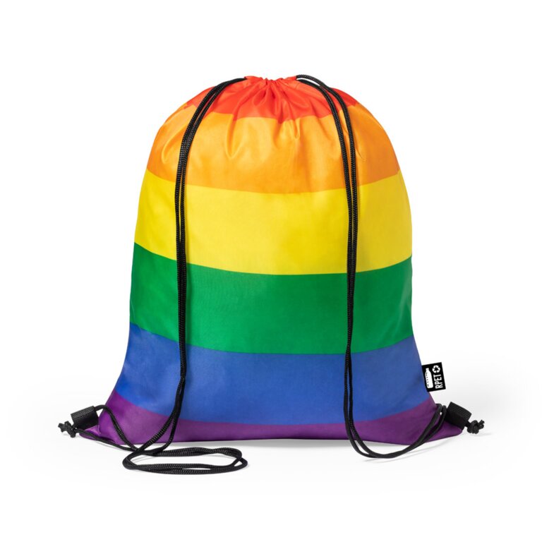 Sac à cordelettes personnalisé arc-en-ciel en rPET - Reimbo | pandacolach