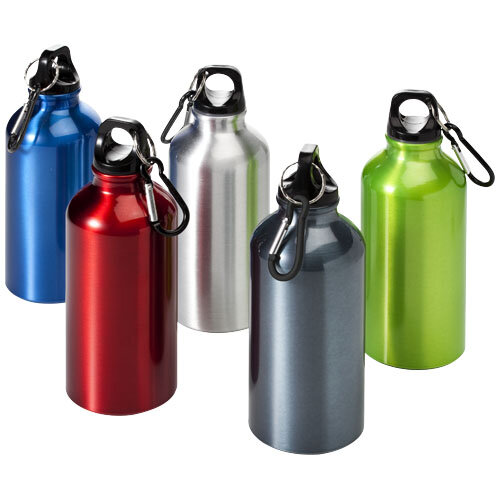 Exp. rapide 5j - Gourde publicitaire en métal avec mousqueton 400 ml - Oregon | pandacolach - 3