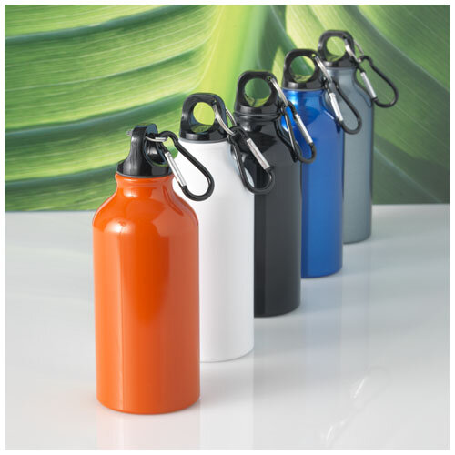 Exp. rapide 5j - Gourde publicitaire en métal avec mousqueton 400 ml - Oregon | pandacolach - 4