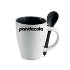 Mug publicitaire en céramique bicolore avec cuillère 250 mL - Dual | pandacola - thumb - 1