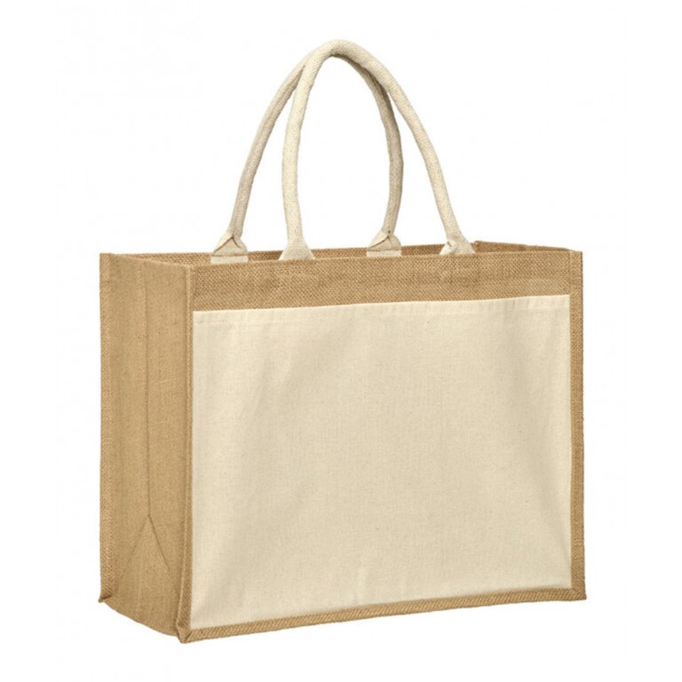 Sac personnalisé en jute 3 tailles avec anses et poche coton 150 gr/m² - Kabou | pandacolach