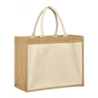 Sac personnalisé en jute 3 tailles avec anses et poche coton 150 gr/m² - Kabou | pandacolach - thumb - 1