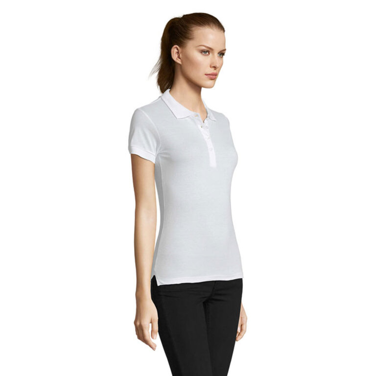 Polo personnalisable blanc femme à manches courtes en coton peigné 170 gr/m² - Passion | pandacola - 1
