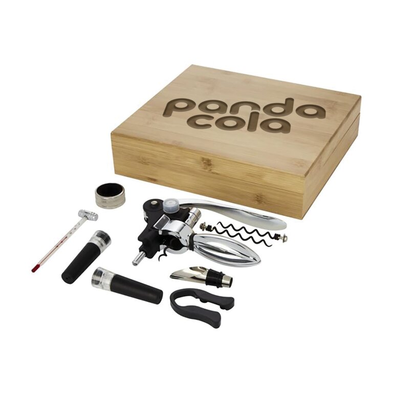 Exp. rapide 5j - Set à vin personnalisable en bambou de 9 accessoires - Baoula | pandacolach