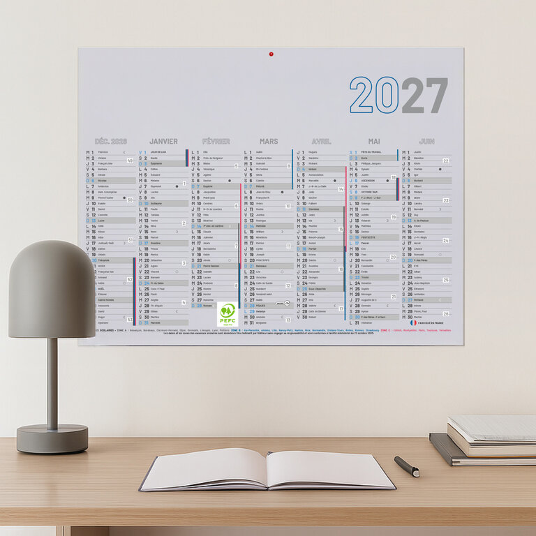 Calendrier de banque publicitaire rigide Made In France 55x40,5 cm - Plano | pandacola - 3