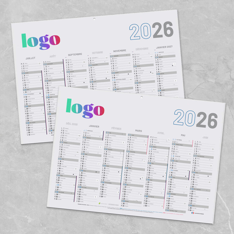Calendrier de banque publicitaire rigide Made In France 55x40,5 cm - Plano | pandacola