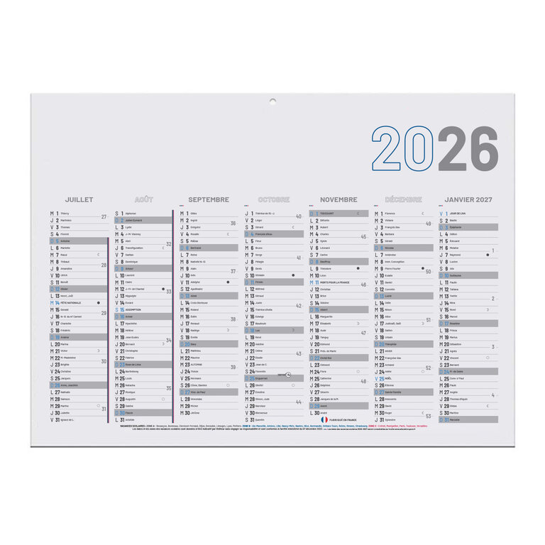 Calendrier de banque publicitaire rigide Made In France 55x40,5 cm - Plano | pandacolach - 1