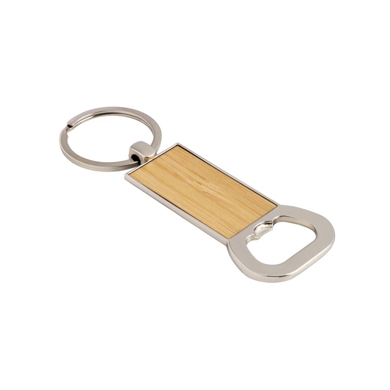 Porte-clés personnalisable décapsuleur en métal et bambou - Kampai | pandacola