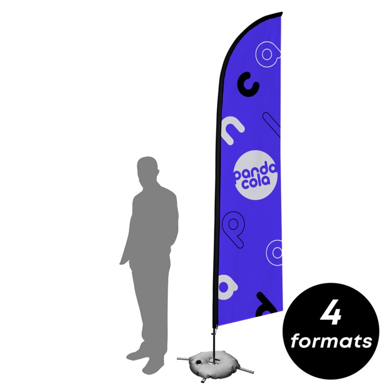 Oriflamme personnalisée aile en polyester avec pied - Alma | pandacolach
