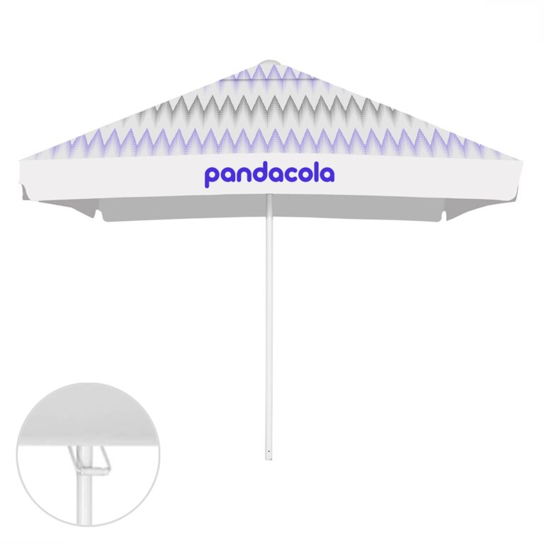 Parasol personnalisé carré avec ouverture télescopique et lambrequin - Galapagos | pandacola