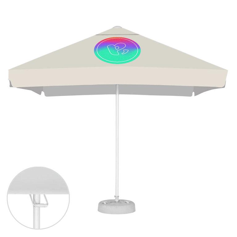 Parasol personnalisé carré avec ouverture télescopique et lambrequin - Galapagos | pandacolach