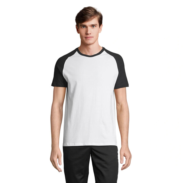 T-shirt personnalisable bicolore à manches raglan en coton 150 gr/m² - Funky White | pandacola