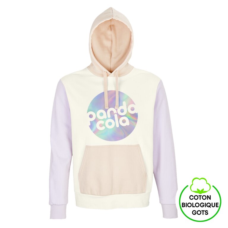 Sweat personnalisé mixte tricolore à capuche en coton bio 280 gr/m² - Collins | pandacola