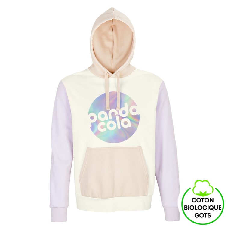 Sweat personnalisé mixte tricolore à capuche en coton bio 280 gr/m² - Collins | pandacolach