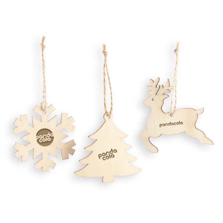 Set ornements de Noël personnalisable effet bois - Floky | pandacolach
