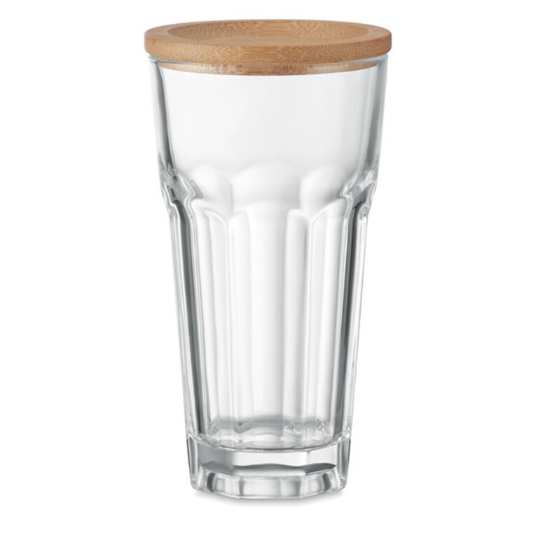 Gobelet personnalisable en verre 300ml avec couvercle en bambou - Bopa | pandacolach