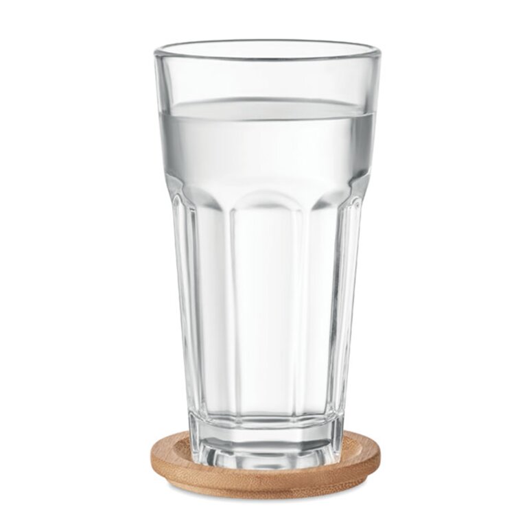 Gobelet personnalisable en verre 300ml avec couvercle en bambou - Bopa | pandacolach - 1