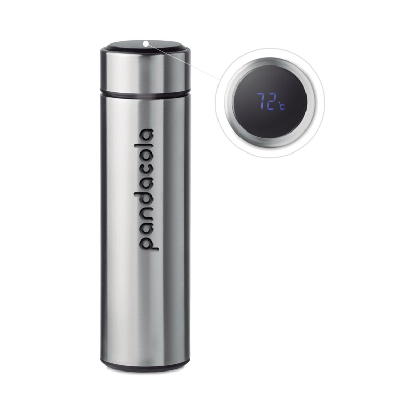 Bouteille publicitaire isotherme à vide avec thermomètre  LED - Pole | pandacolach