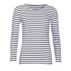 T-shirt publicitaire manche longues à rayures colorée en coton 150 gr/m² - Marine | pandacola - thumb