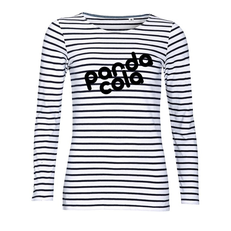 T-shirt publicitaire manche longues à rayures colorée en coton 150 gr/m² - Marine | pandacolach