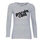 T-shirt publicitaire manche longues à rayures colorée en coton 150 gr/m² - Marine | pandacolach - thumb - 3