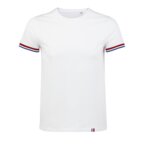 T-shirt personnalisé avec manches à rayures colorée en coton 155 gr/m² - Rainbow White | pandacola - thumb