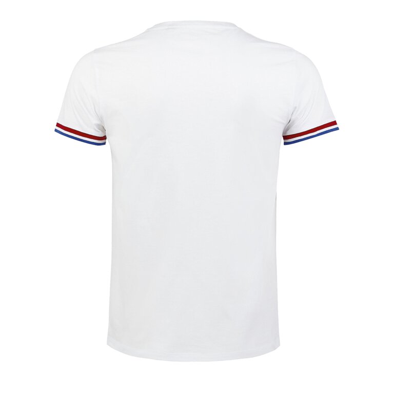 T-shirt personnalisé avec manches à rayures colorée en coton 155 gr/m² - Rainbow White | pandacolach - 1