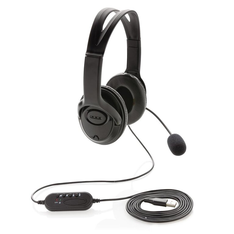 Casque audio filaire personnalisable avec contrôle du volume et câble de 2m - Indore | pandacolach