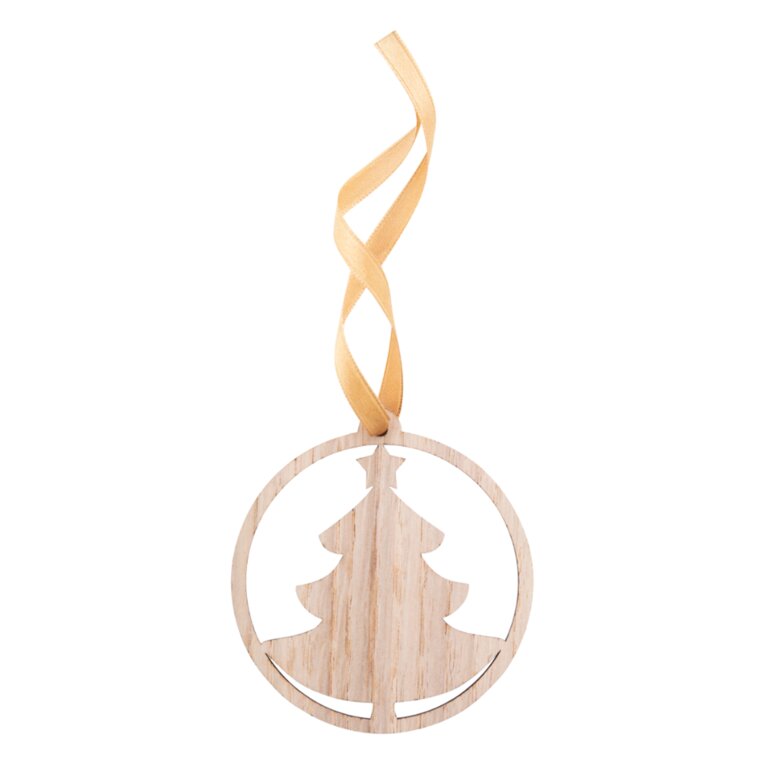 Sapin personnalisable de Noël à accrocher avec ruban couleur or - Sapinasse | pandacolach