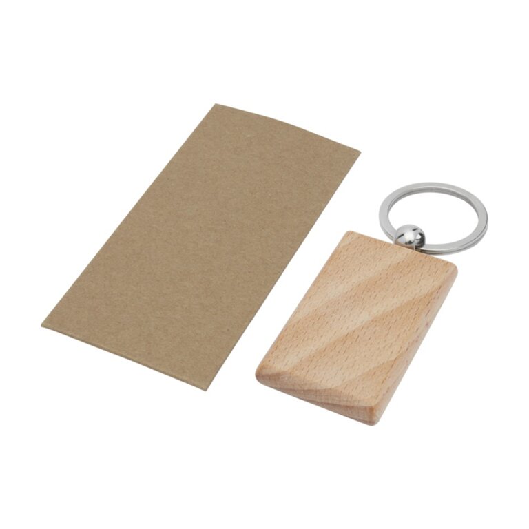 Exp. Rapide 5j - Porte-clés personnalisé rectangulaire en bois de hêtre - Clabi | pandacolach - 1