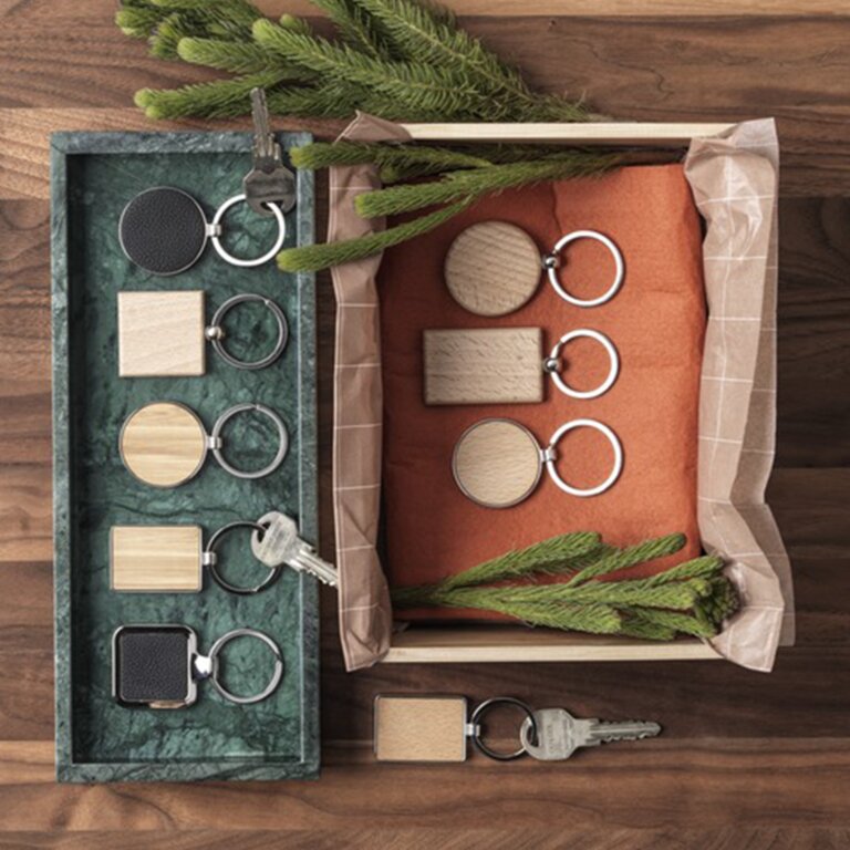 Exp. Rapide 5j - Porte-clés personnalisé rectangulaire en bois de hêtre - Clabi | pandacolach - 2