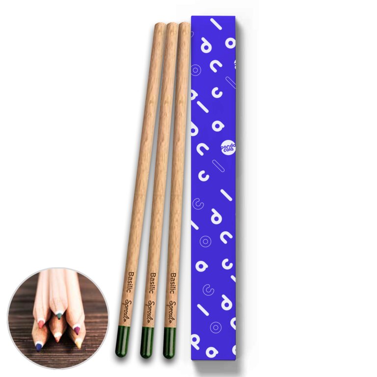 Pack 3 crayons de couleur avec graines à planter packaging personnalisable | Sprout | pandacolach