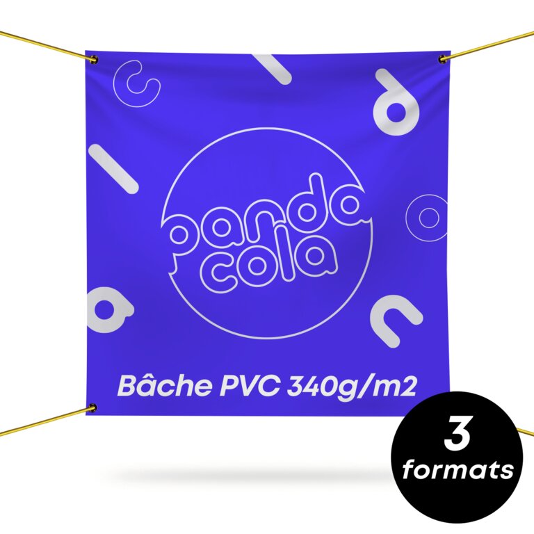 Banderole personnalisée en PVC 340 gr/m² avec quadrichromie recto différentes tailles - Samara carré | pandacolach
