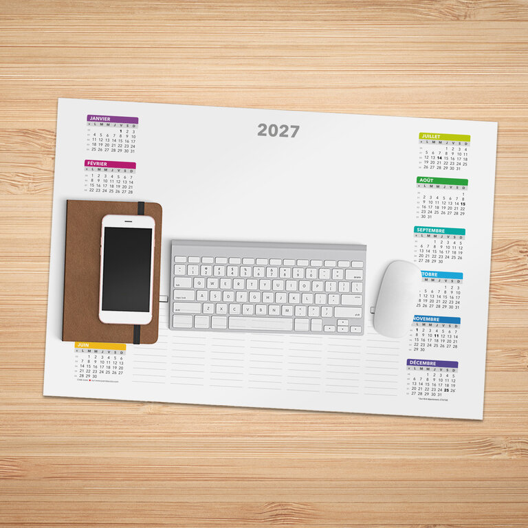 Sous main calendrier personnalisé 2027 - Handie | pandacola - 1