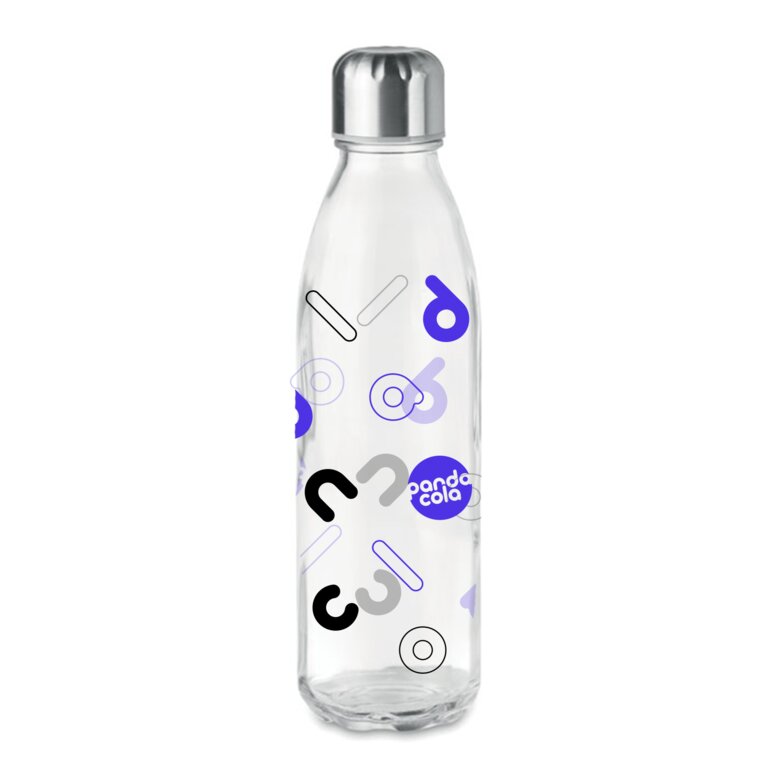 Bouteille personnalisable transparente en verre 650 ml avec bouchon en inox - Aspen Glass Clear | pandacola